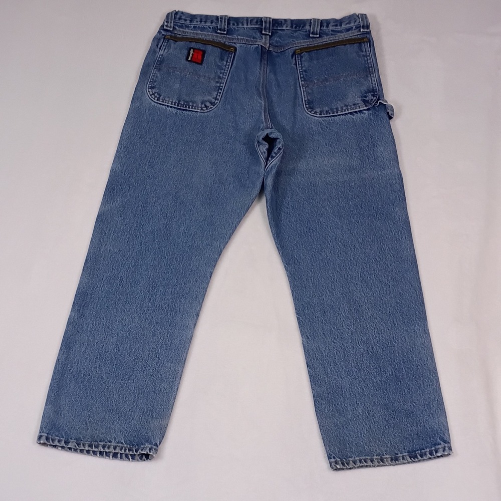 Wrangler Riggs Workwear Mens Blue Double Knee Carpenter Jeans 38x32 FITS 38X31 - Picture 2 of 15